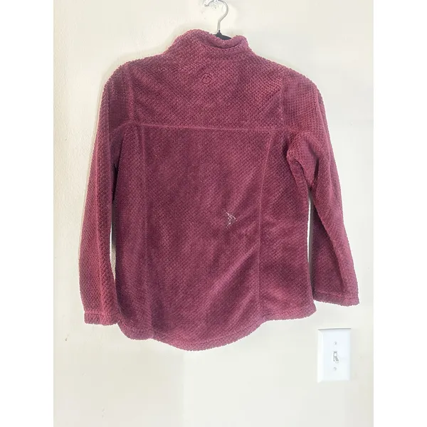 Magellan Outdoors Womens Classic Fit Large Fleece Quarter Zip Pullover Burgundy - Image 4
