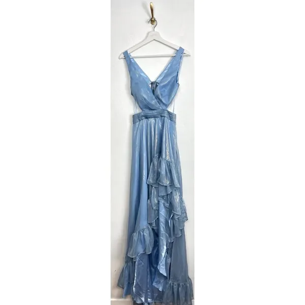 MAC DUGGAL High-Low Ruffle Gown in Powder Blue Size US 0 - Image 4