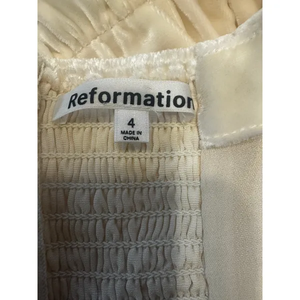 Reformation Cream Ivory Silk Blend Ruched Velvet Tube Top Corset Bustier Size 4 - Image 4