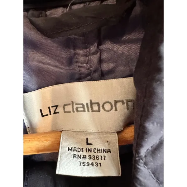 Liz Claiborne Navy Blue Quilted Barn Jacket Women Large Fall Coat - Image 3