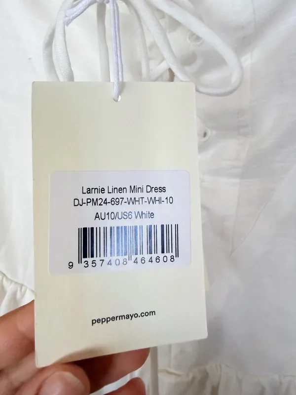 Peppermayo Linen Cotton Strapless Mini Dress Size 6 NWT Coastal chic Bachelorett - Image 6