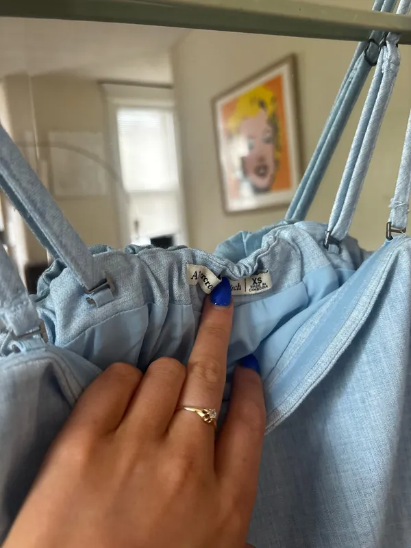 Abercrombie Linen Blend Top Removable Straps Blue - Image 5