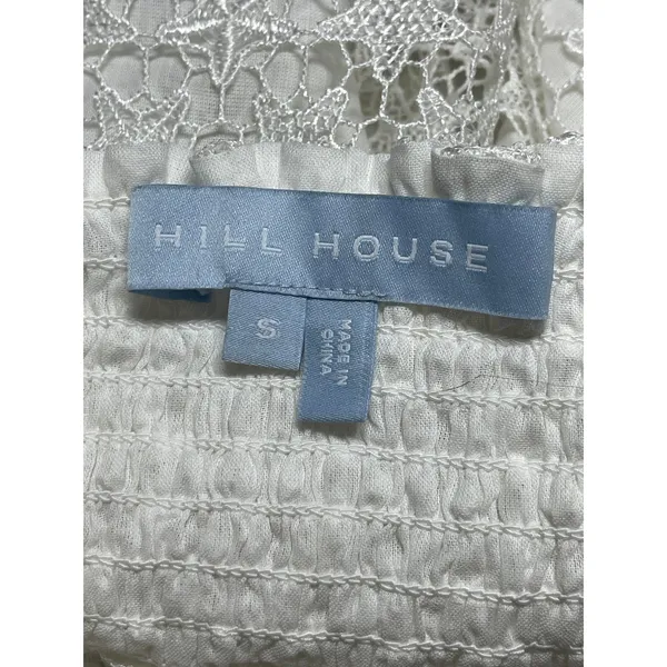 Hill House White Star Lace Smocked Elastic Waist Mini Flare A-Line Skirt Size S - Image 3