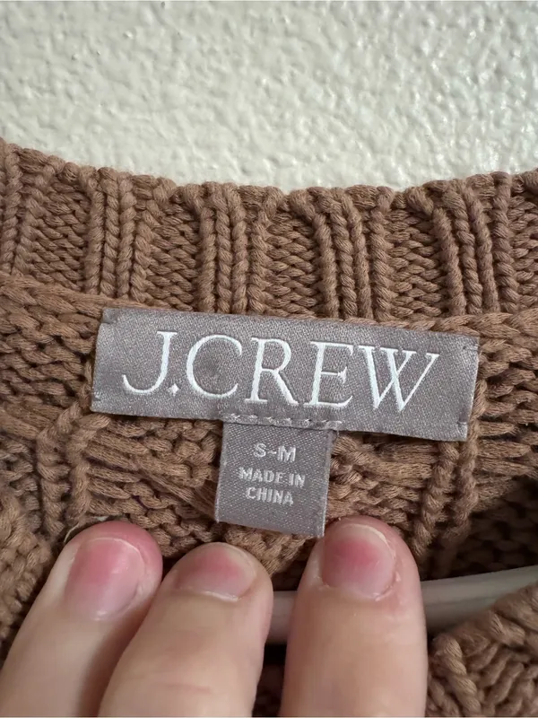 J. Crew Cable Knit Scoop Neck Sweater - Taupe Brown - Image 2