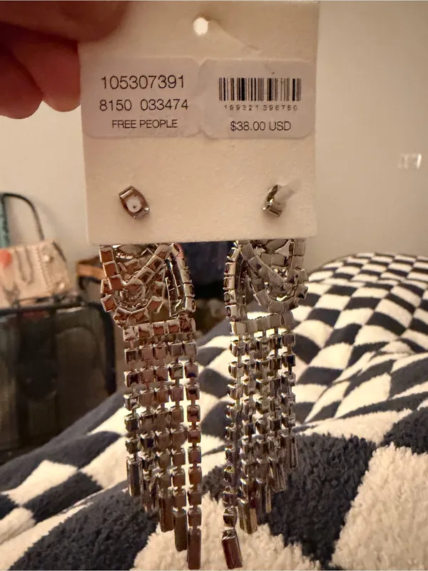 Free People Garnet Crystal Cascading Chandelier Earrings - Image 2