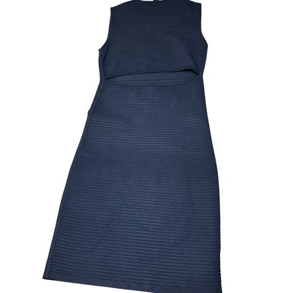 T‎ by Alexander Wang Dress Ribbed Bodycon Cutout Back Stretch Mini Blue SP - Image 3