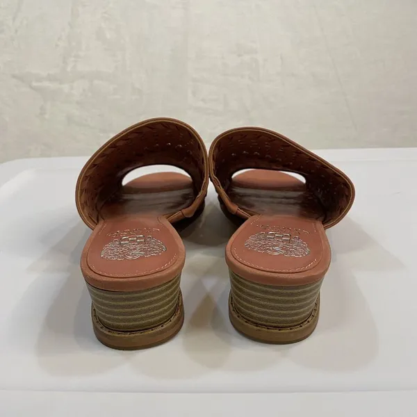 Vince‎ Camuto Leather Wedge Slide Wide Sandals Sushi 8 Wide NWOT - Image 5