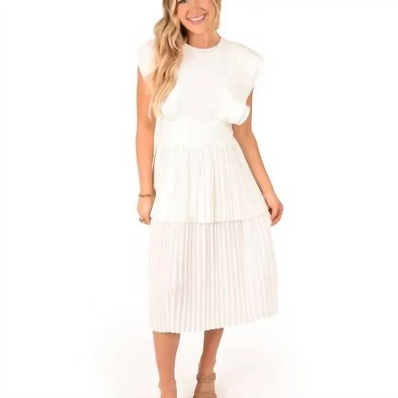 Emily McCarthy Chloe Dress in Linen White Women's‎ Size Medium - Image 2