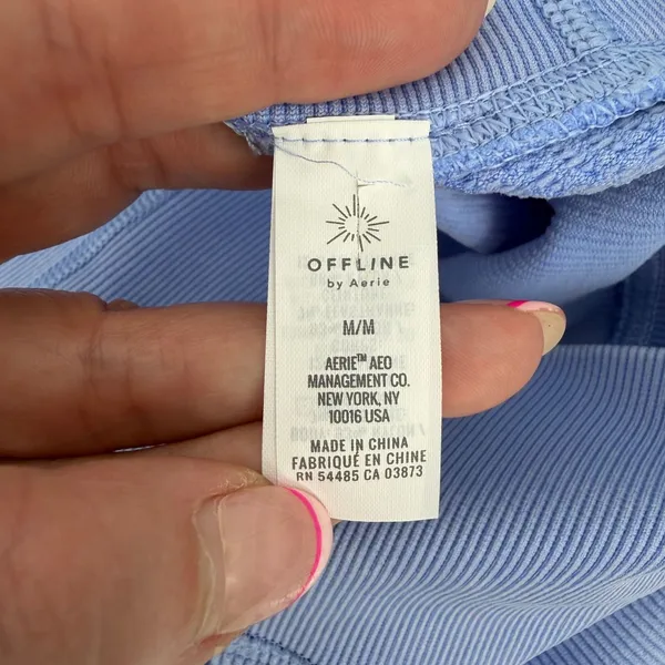 OFFLINE by Aerie Leggings Womens M Periwinkle Blue Ribbed Braided High Waist - Image 9