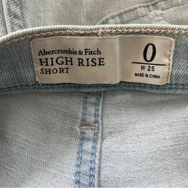 Abercrombie & Fitch High Rise Jean Shorts size‎ 0 Frayed Hem Basketweave pockets - Image 4