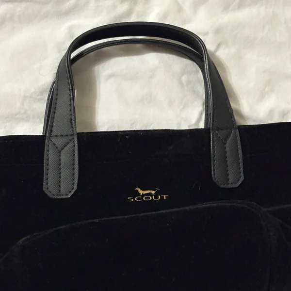 Scout Velvet Black Mini Tote With Dual Handles & Gold Quilted Interior Zip Close - Image 7