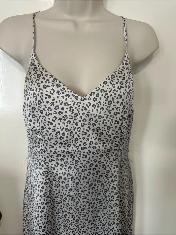 Abercrombie & Fitch White Leopard Print Slip Midi Dress - Image 3