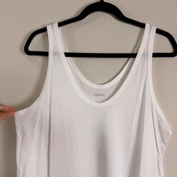Quince Cotton Modal Double Scoop Neck Tank White Large - Image 3