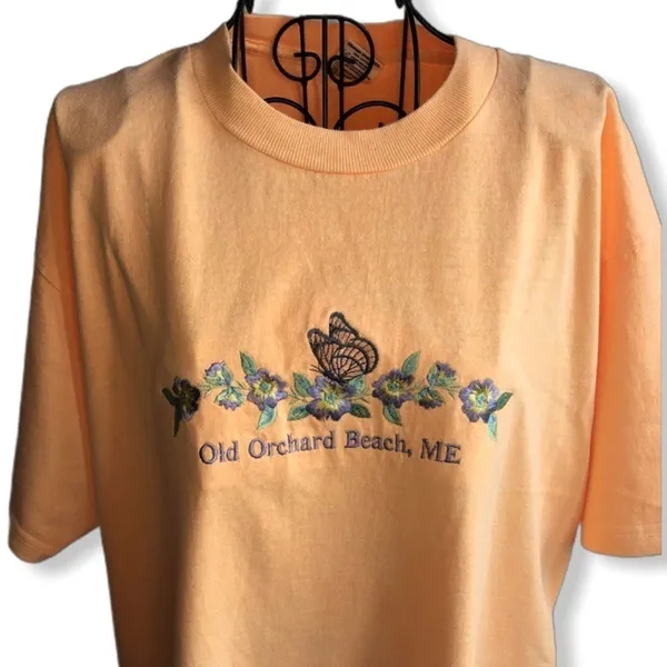 Embroidered Old Orchard Beach, Maine T-shirt/Tunic Peach Size Medium - Image 2