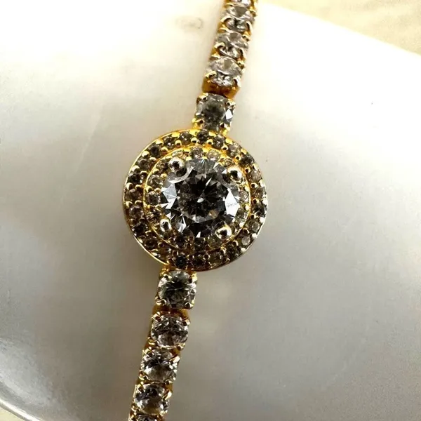 Gold tone rhinestone adjustable bracelet - Image 2