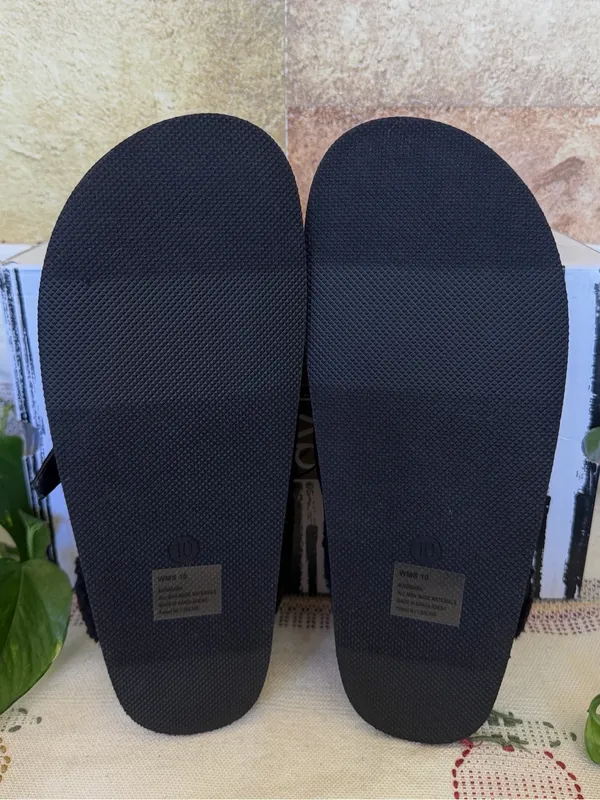 NEW DV Dolce Vita Faux Suede Clog Mule Gold Buckle Black Slide Slippers, Size 10 - Image 6