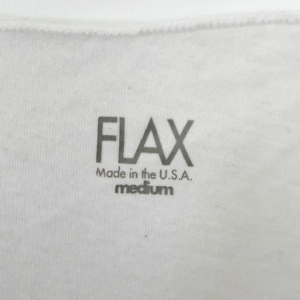Flax White 100% Cotton Short Sleeve V Neck T Shirt Sz M - Image 2