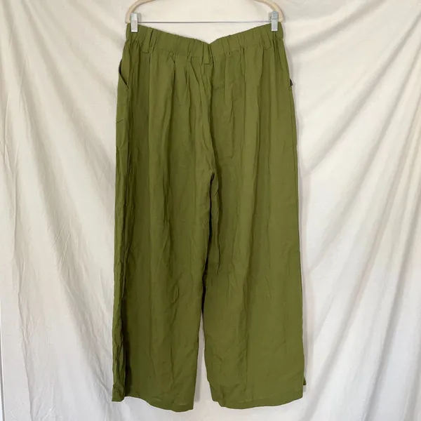 NWT Halara High Waisted Wide Leg Flowy Solid Palazzo Casual Linen-Feel Pants XL - Image 5