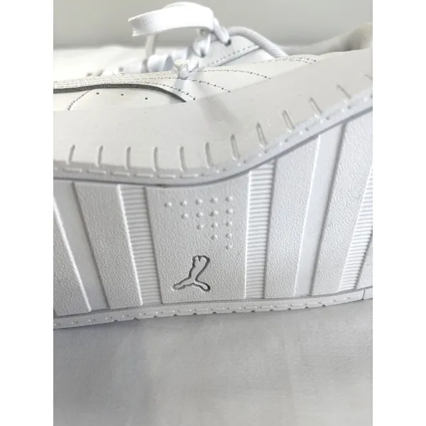 PUMA White Platform Sneakers Womens 6 /‎ Youth 4.5 Clean Girl Minimalist Shoes - Image 9