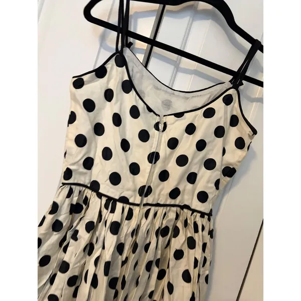 Vintage Style‎ Polka Dot Fit Flare Dress Ivory Black Rockabilly Retro Sleeveless - Image 6