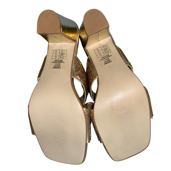 Valenti Franco Becci-3 Womens Gold Rhinestone Bow‎ Block Heel Slide Mules 8.5M - Image 8
