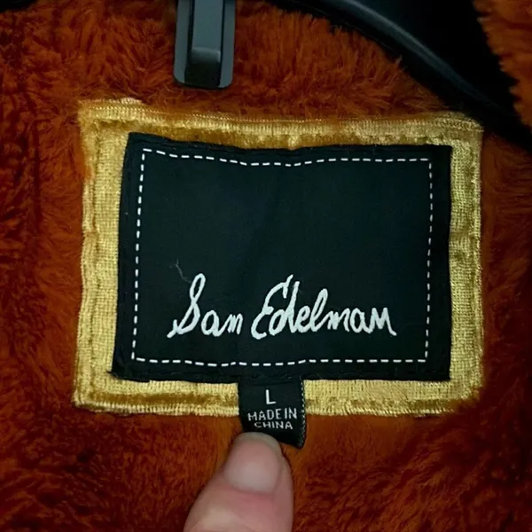 SAM EDELMAN Faux Fur Coat in Cognac, Size Large, New without tag - Image 10