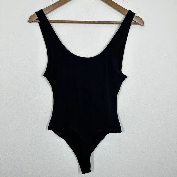 Naked Wardrobe Black Ribbed Scoop Neck Sleeveless Tank Thong Bodysuit XL‎ NWT - Image 7
