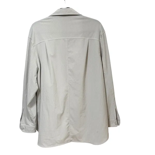 Alo Yoga Womens Pinstripe Long Sleeve Button Down Shirt Grey White Athleisure - Image 2