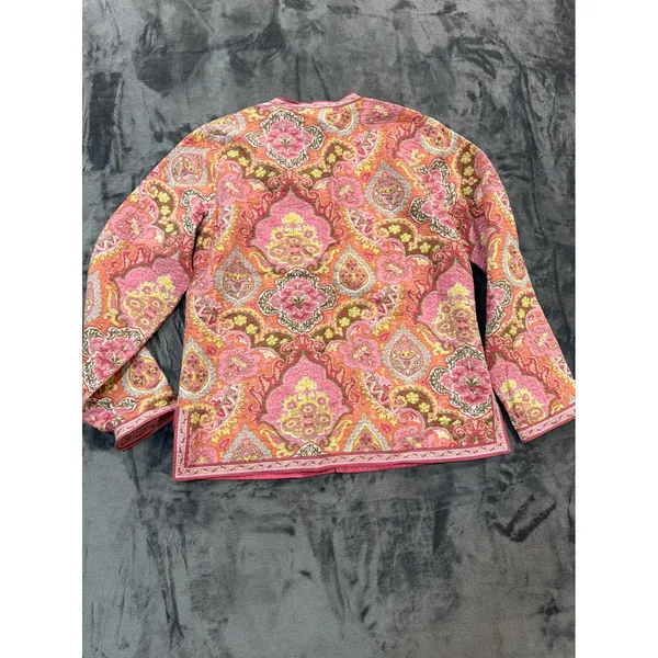 Appleseed's Reversible Quilted Jacket Womens Pink Paisley Floral M - Image 8
