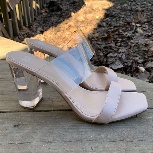 BP. Naomi Block Heel Sandal in Blush Faux‎ Leather Size 10 - Image 5