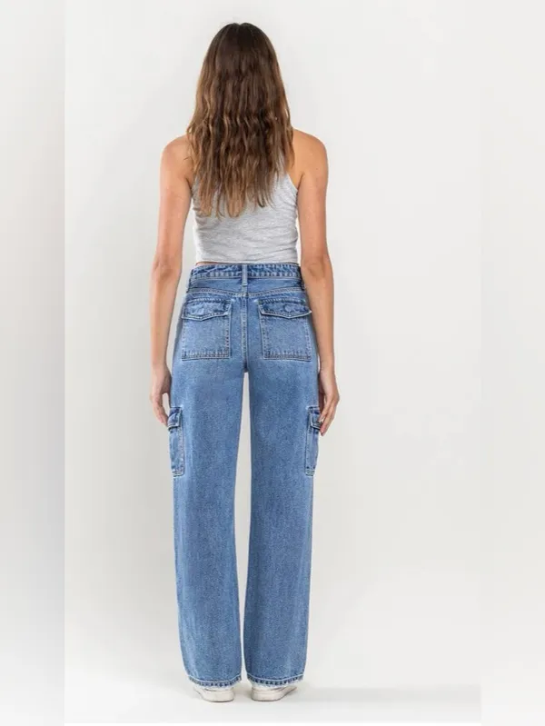 VERVET BY FLYING MONKEY HIGH RISE WIDE LEG CARGO‎ JEANS V3446 size 25 NWT - Image 2