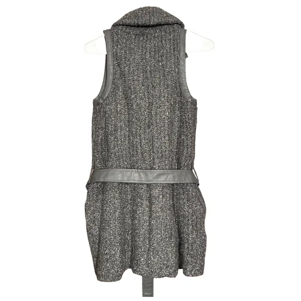 White House | Black Market Women Grey Sleeveless‎ Sweater Tunic Vest SP Textured Layer Minimalist Fall - Image 2