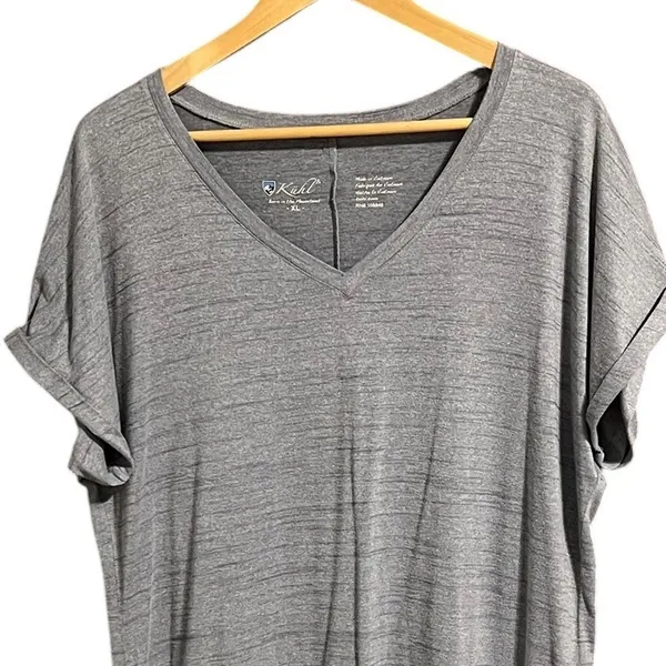 KÜHL Gray V Neck Short Sleeve Performance Tee Shirt XL - Image 2