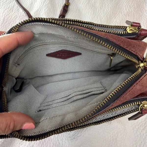 Fossil Emma Burgundy Leather/suede Crossbody Bag Purse - Image 6
