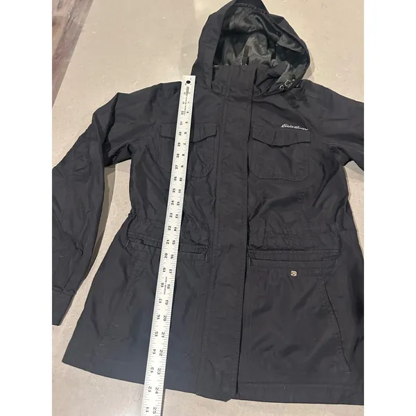 Eddie Bauer Travex Womens XS‎ Black Hooded Utility Field Jacket Rain Coat - Image 2