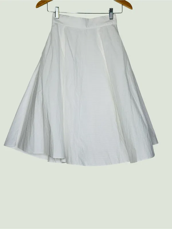 Uniqlo White Flowy Midi Skirt A-Line Swing Skirt Minimalist Summer Skirt Size XS - Image 3