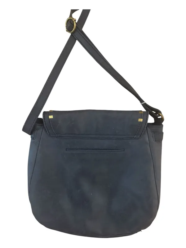 The Sak Serrano Leather Saddle Bag Navy Blue Gold Studs Tassel NWOT - Image 4