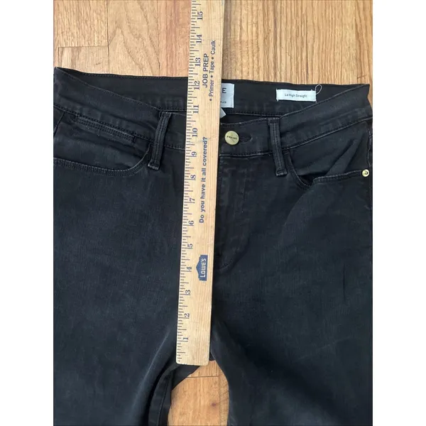 FRAME Le‎ High Straight Film Noir Black Jeans Distressed Hem SZ 28 6 - Image 7