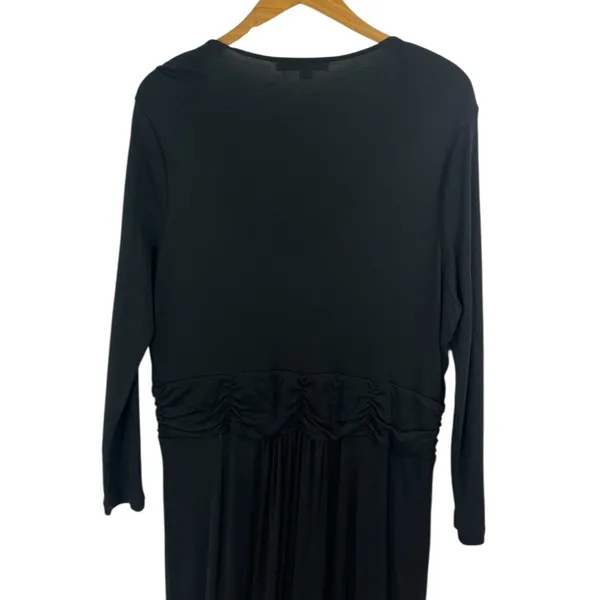 Boden Womens Mabel Jersey Dress 16L Black Ruched Knee Length Minimalist - Image 5