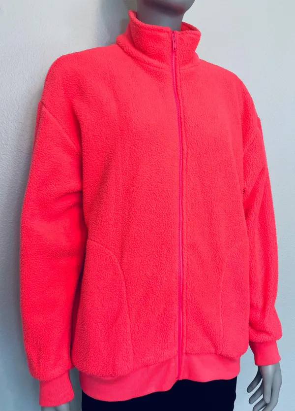 Urban Outfitters Neon Pink Fleece Pullover - Image 4