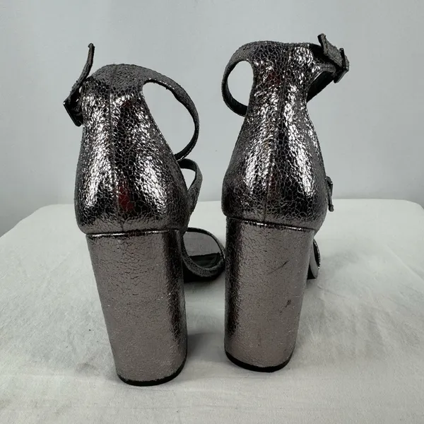 Steve Madden Parrson Pewter Ankle Strap‎ Heels in Metallic Size 8 - Image 3