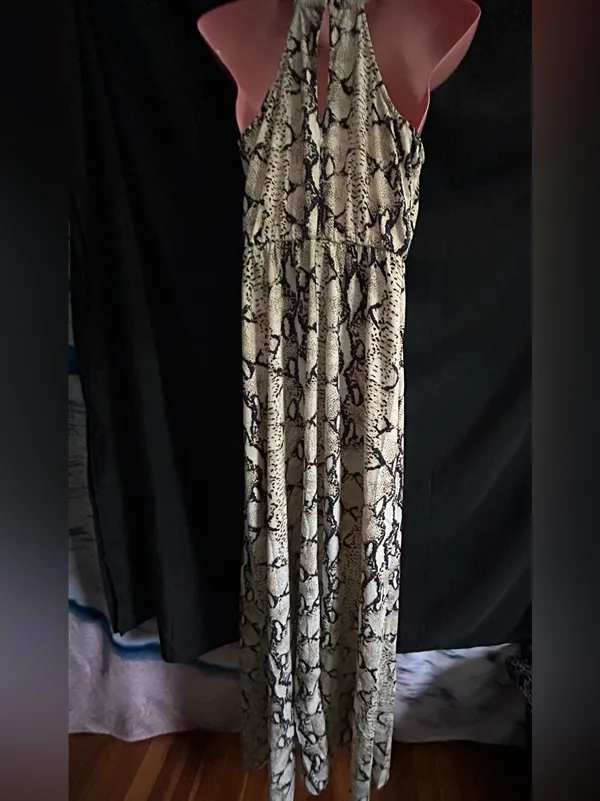 Marineblu Women’s Snake Print Halter Maxi Pants Romper Jumpsuit SM - Image 12