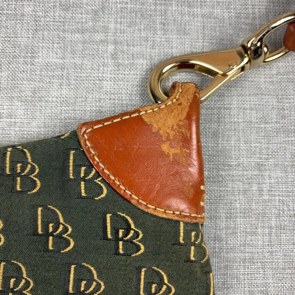 Dooney & Bourke Crossbody Bag Womens Small Green Canvas Leather Monogram - Image 3