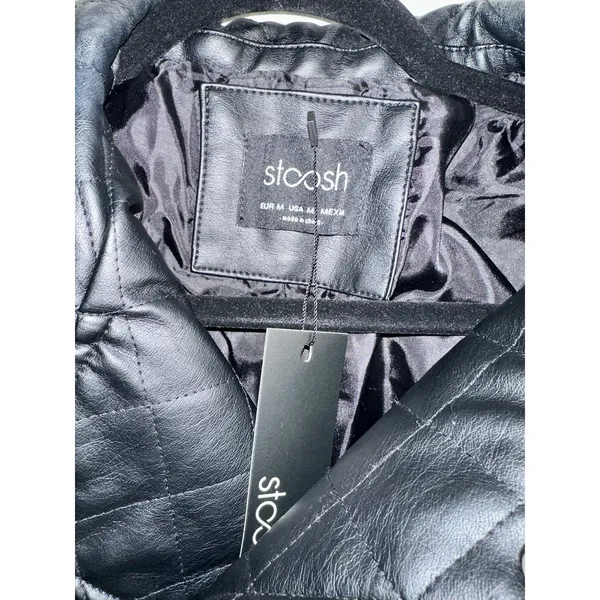 Stoosh Women Size M Faux Leather Moto Jacket Zippers Fitted Cropped Black Womens - Image 3