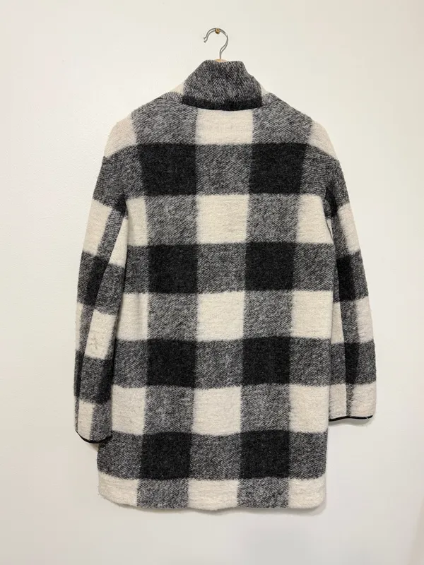 Aritzia Wilfred Free Off-Duty Jacket Size Medium Wool Black White Checkered - Image 8