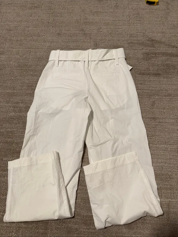 Zara White High-Waist Tie Belt Wide-Leg Cropped Pants sz S - Image 5