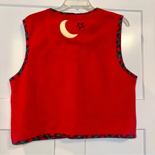 Vtg Christopher & Banks fleece embroidered ugly Christmas vest XL - Image 3