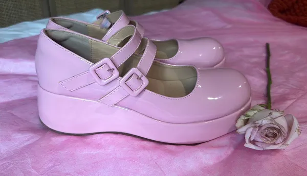 Mary Jane Platform Heels Pink Size 6.5 - Image 2