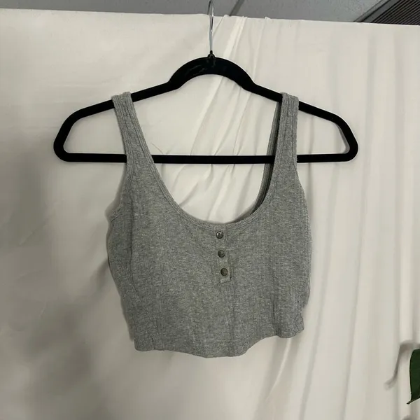 FP Movement Luxe Rib Snap Cropped Tank Gray Size Small - Image 4