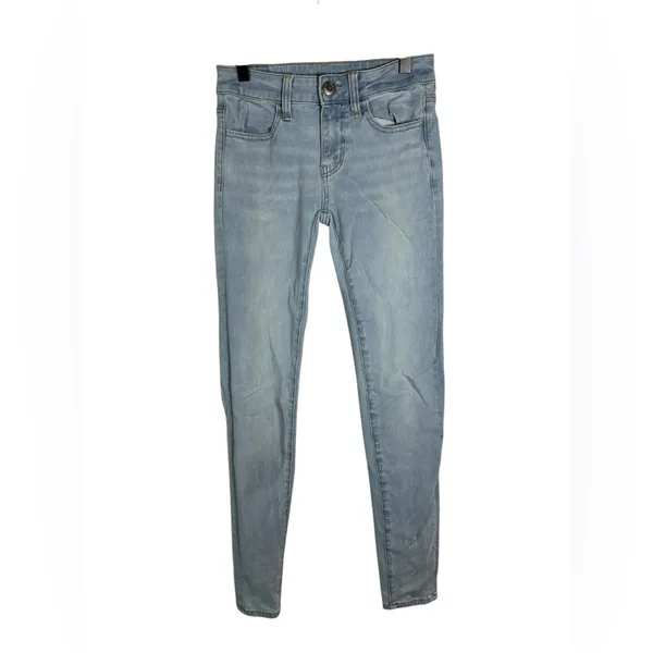 American Eagle Next Level Stretch Skinny‎ Jeans Size 00 Regular Light Wash Denim - Image 2